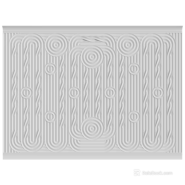Elegant White Wainscoting Panel With Intricate Embossed Patterns And Curved Lines 3d model
