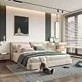 Children's Bedroom With Cozy Bed Soft Rug Plush Toy And Natural Light Window Decorative Painting
