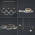 Modern Chandeliers Featuring Circular Linear Designs And Metal Frames For Interior Spaces 3d model