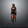 Fantasy Female Warrior Character In Black White Outfit With Wolf Companion