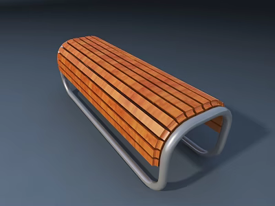 Durable Stylish Outdoor Bench With Wooden Slats And Metal Frame For Garden Use 3d model