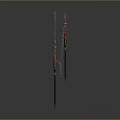 Twin Daggers With Red Accents Black Blades And Chain Weapon Design