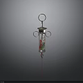 Stainless Steel Medical Syringe Equipment with Graduated Scale Red Liquid and Needle
