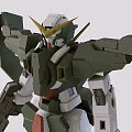 Detailed Green And White Gundam Model With Standing Pose Rifle And Yellow Head