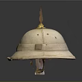 Classic White Helmet With Golden Spire Top And Decorative Bands
