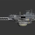 Sci Fi Warship Model Featuring Multiple Cannons Metallic Structure And Detailed Deck