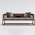 Solid Wood Daybed With Plush Cushions In Modern Chinese Style Design 3d model