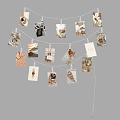 Cozy Photo Wall Decor With String Lights And Multiple 3d model