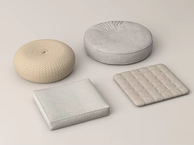 Home Living Cushions Featuring Round Square Shapes Woven Pleated Quilted Textures 3d model