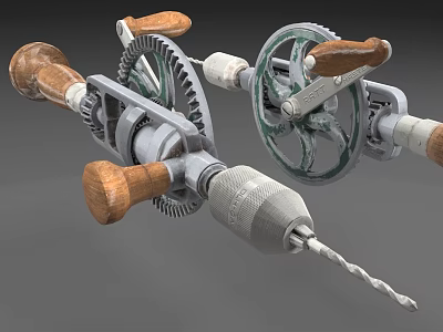 Hand-cranked hole turver hole puncher drill bit 3d model