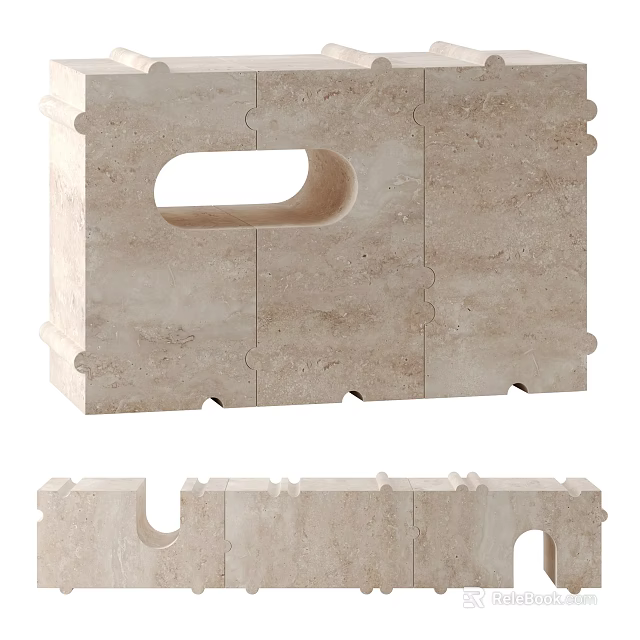 Modern Entryway Cabinet And Side Cabinet With Marble Texture And Minimalist Storage Design 3d model 