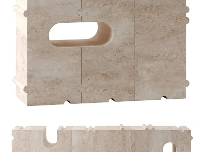 Modern Entryway Cabinet And Side Cabinet With Marble Texture And Minimalist Storage Design 3d model