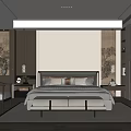 Modern Bedroom Interior With King Size Bed Nightstands And Built In Wardrobe
