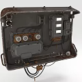 Vintage Metal Hardware Tool Case With Internal Knobs Gauges And Cables 3d model