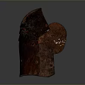 Ancient Rusted Metal Weapon Gauntlet With Holes And Straps Detail