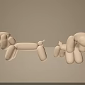 Two White Balloon Dog Sculptures In 3D Art With Smooth Surface Design