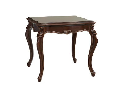 Classical Dark Brown Side Table With Ornate Carved Details And Curved Legs 3d model