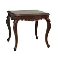 Classical Dark Brown Side Table With Ornate Carved Details And Curved Legs