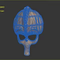 Wooden Carved Mask With Intricate Facial Organs And Hair Texture Design