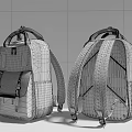 Beige And Brown Backpack Design With Canvas Fabric Straps And Front Pockets 3d model