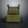 Yellow Green Textured Storage Box With Top Handles And Bottom Wheels For Household Use