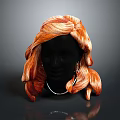 Stylish Orange Red Braided Hat On Mannequin Head With Earrings And Necklace