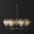 Elegant Modern Chandelier Design With Crystal Globe Shades And Gold Hanging Elements