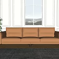 modern three-seat sofa double sofa 3d model