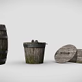 Agricultural Equipment Rustic Wooden Barrel Bucket and Box for Farming Storage