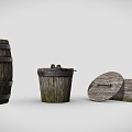 Vintage Medieval Wooden Barrel Wine Barrel Wooden Case 3d model