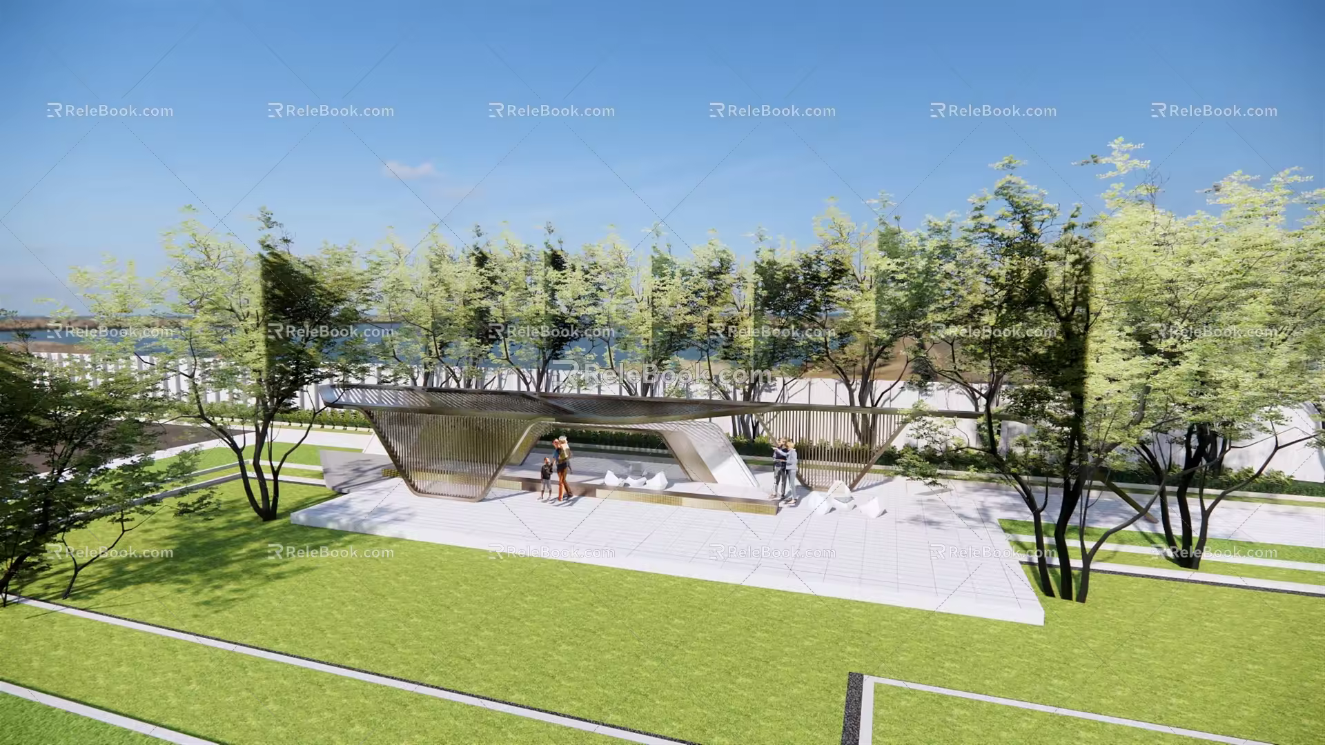 Modern Gallery Frame Landscape Gallery Frame Special-shaped Landscape Gallery Frame Hollow Landscape Gallery Frame Landscape Node Street Square 3d model