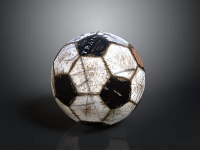 Vintage Soccer Ball Sports Equipment With Classic Black And White Worn Design 3d model