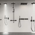 Modern Black Shower Heads With Handheld Sprayers And Wall Mounted Bathroom Fixtures