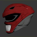 Red Character Helmet Design With Metallic Visor And Shiny Finish