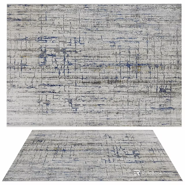 Square Rug With Abstract Blue Gray Lines And Modern Textured Pattern Design 3d model 