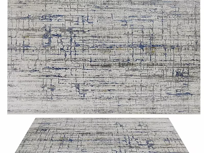Square Rug With Abstract Blue Gray Lines And Modern Textured Pattern Design 3d model
