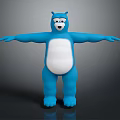 Blue Cartoon Bear Character With White Belly And Open Arms