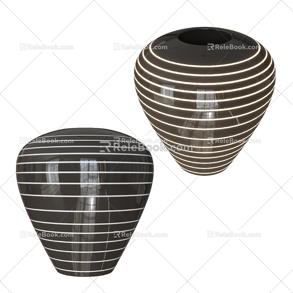 Mary Modern Pattern Black Vase 18w 3d model