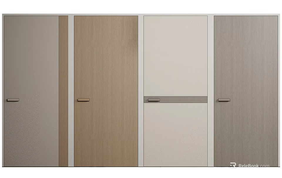 Modern Hinged Doors In Wooden And Neutral Tones For Contemporary Home Interiors 3d model 