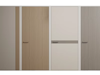 Modern Hinged Doors In Wooden And Neutral Tones For Contemporary Home Interiors 3d model