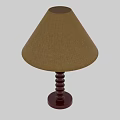 Stylish Table Lamp With Beige Fabric Cone Shade And Dark Red Spiral Stand