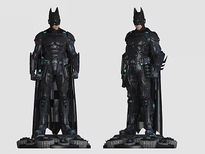 Game and Movie Character Batman Statue with Black Suit Blue Lights and Base Stand 3d model