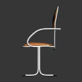Modern Two Seater Chairs With White Frame Orange Seat Backrest Armrests And Perforated Design