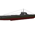 Vintage Military Submarine Floating On Open Ocean Surface With Hull Number