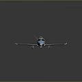 Blue Small Jet Airplane With Cockpit Windows Landing Gear And Reflective Surface