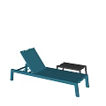 Blue Outdoor Lounger Chair With Matching Gray Side Table For Patio Relaxation