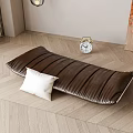 Brown Foldable Mattress With White Pillow On Wooden Floor By Clock Plant And Curtain