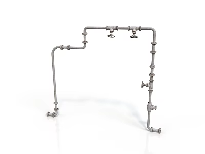 Industrial Piping Equipment With Complex Structure Metal Pipes Valves And Connection Components 3d model