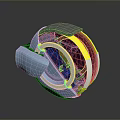 3D Tire Design With Blue Yellow Gray Rims And Wheel Structure