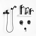 Modern Gold Bathroom Faucets With Shower Head And Wall Mounted Fixtures